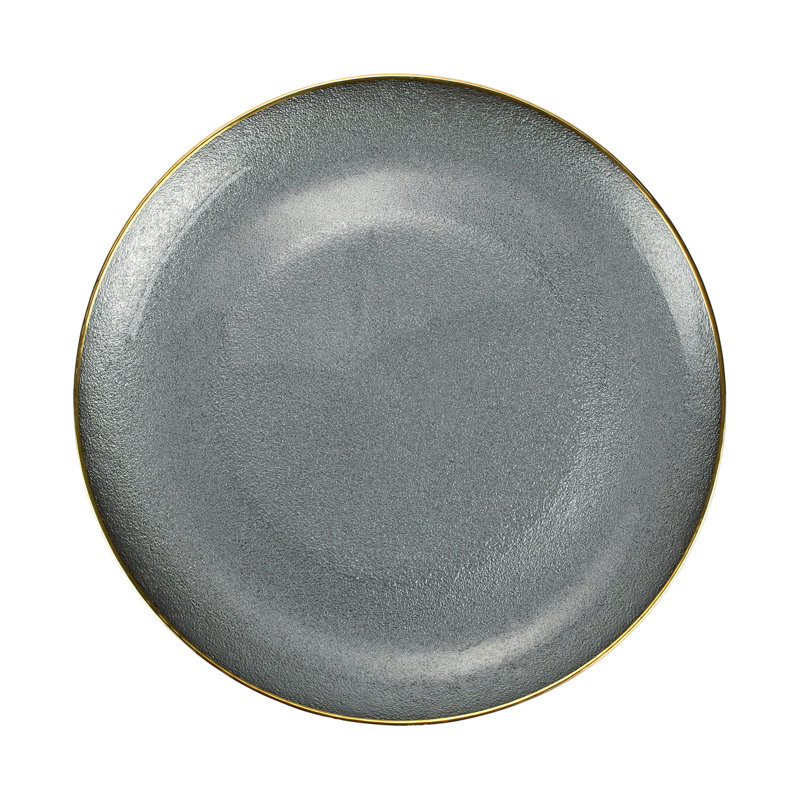Metallic Glass Platter, Gray/Gold