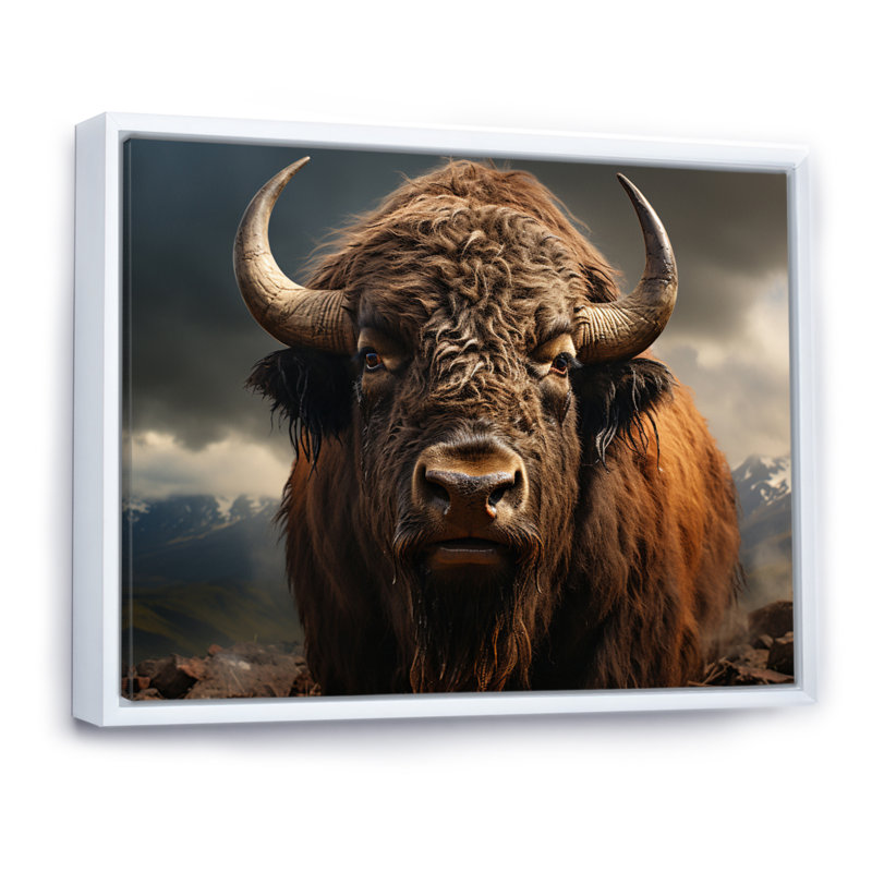 Buffalo Portrait - Bison Large, art mural, Blanc, H 30 po x l 40 po x P 1,5 po