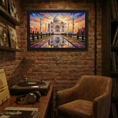 Landscape & Nature Taj Mahal Sunset Reflection Art Print