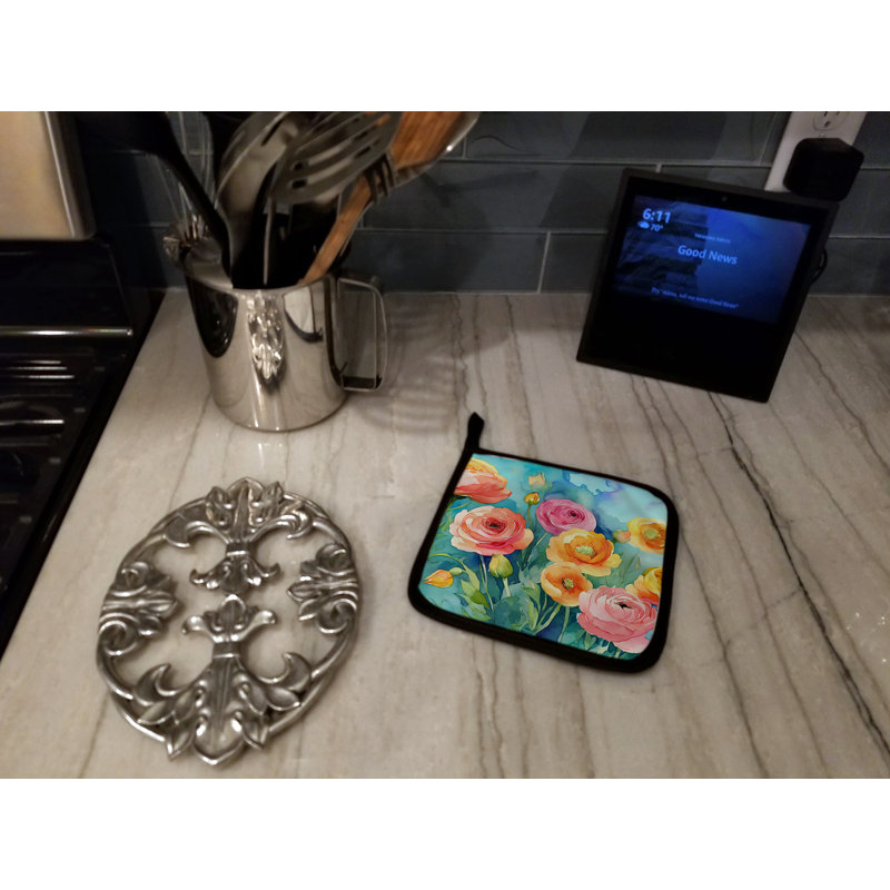 Renoncule dans une paire d'aquarelles porte-casseroles