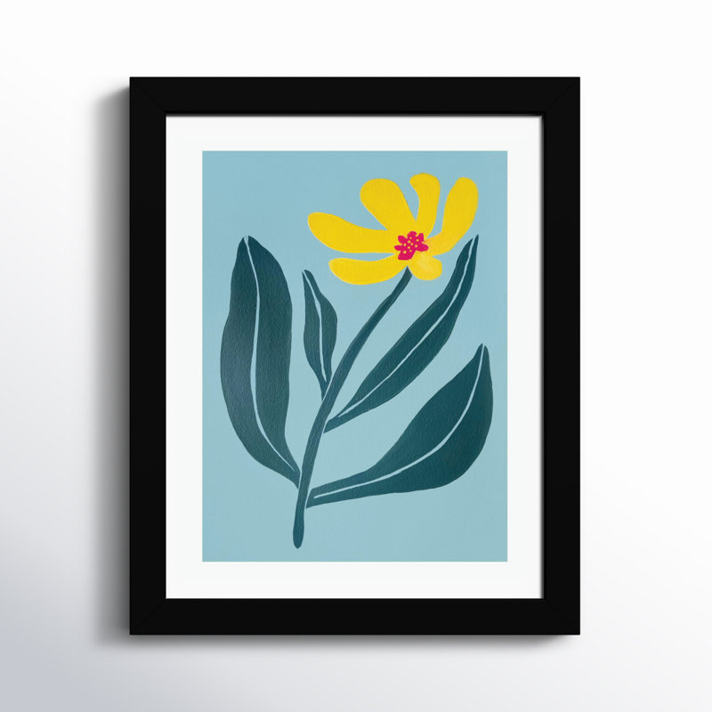 Yellow Flower by Exton - Single Picture Frame Print, Black, 13" H x 11" W x 1" D