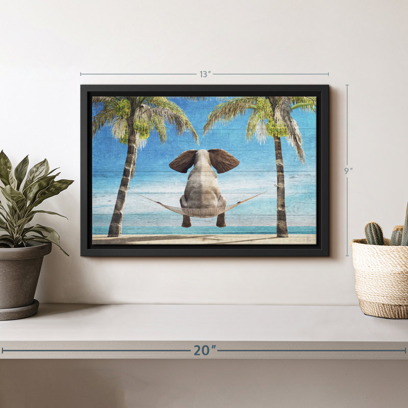 "Art mural en bois d'éléphant tropical", H 9 po x l 13 po