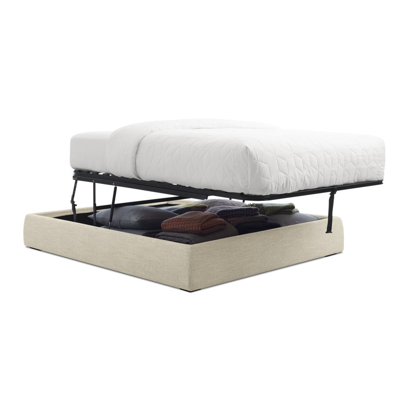 Lid Upholstered Storage Bed, Full, Thurmond Light Gray, Lift Up Storage