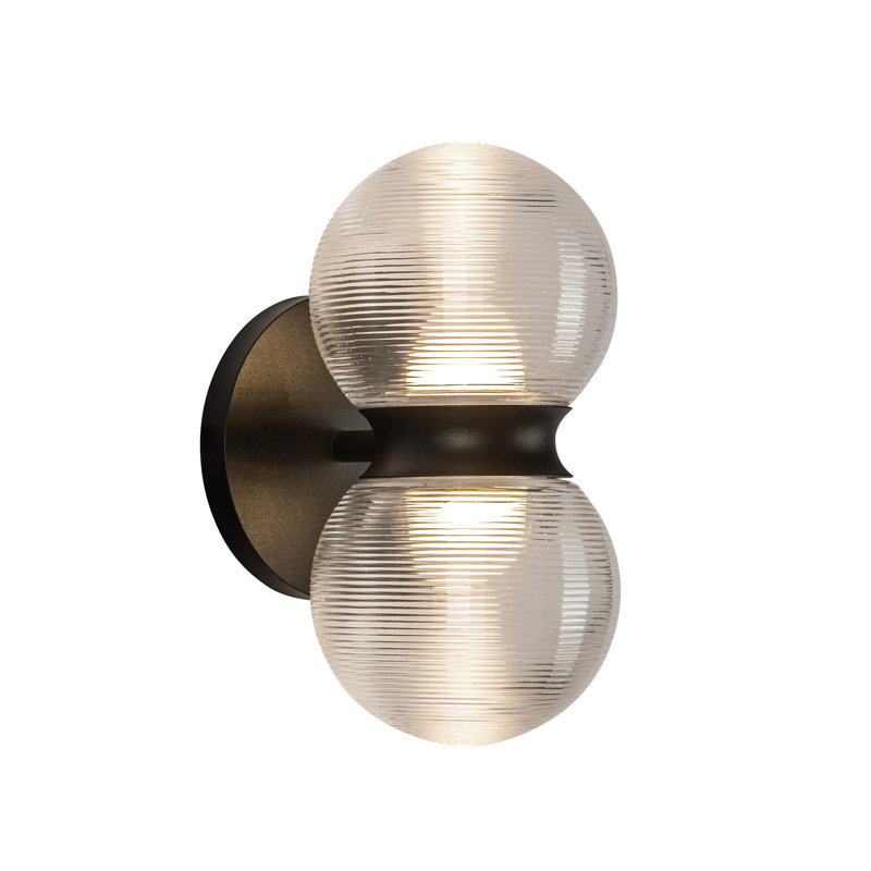 Peri 2 - Light LED Outdoor Armed Sconce, Clear Ribbed