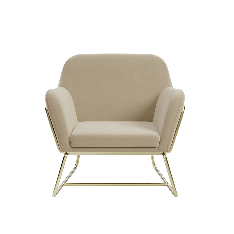 Velvet Armchair, Beige, Gold