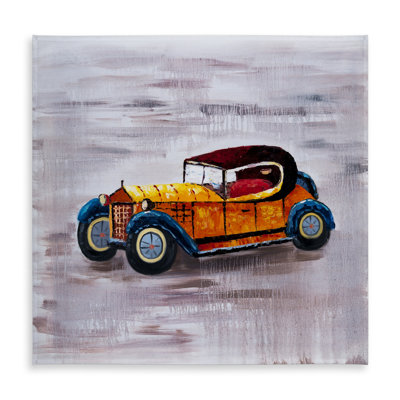 Yellow Toy Car Vintage Transportation Tablecloth for Home Decor