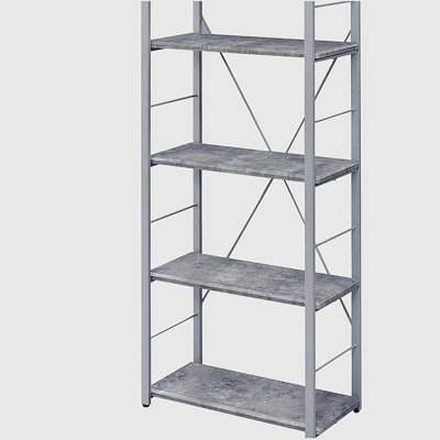 Grey and Silver 4-shelf Bookcase