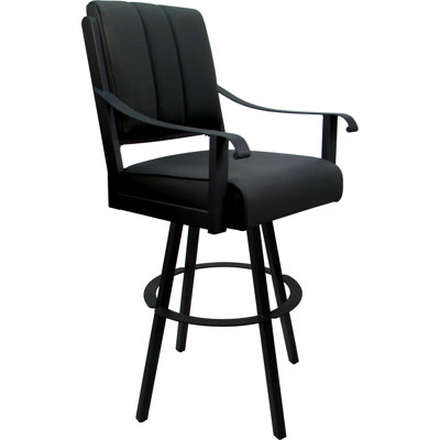 Leather Extra Tall Swivel Metal Bar Stool 34" Seat