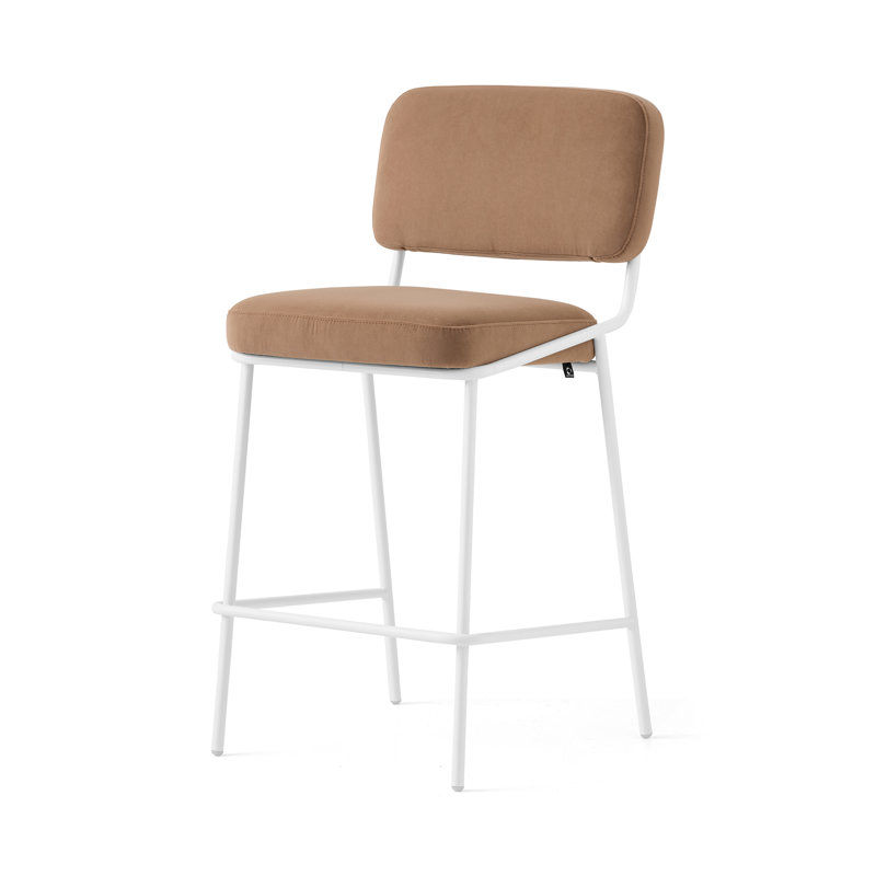 Sixty Upholstered Counter Stool with Metal Frame, Counter Stool (25.63" Seat Height), Painted Brass, Camel Brown