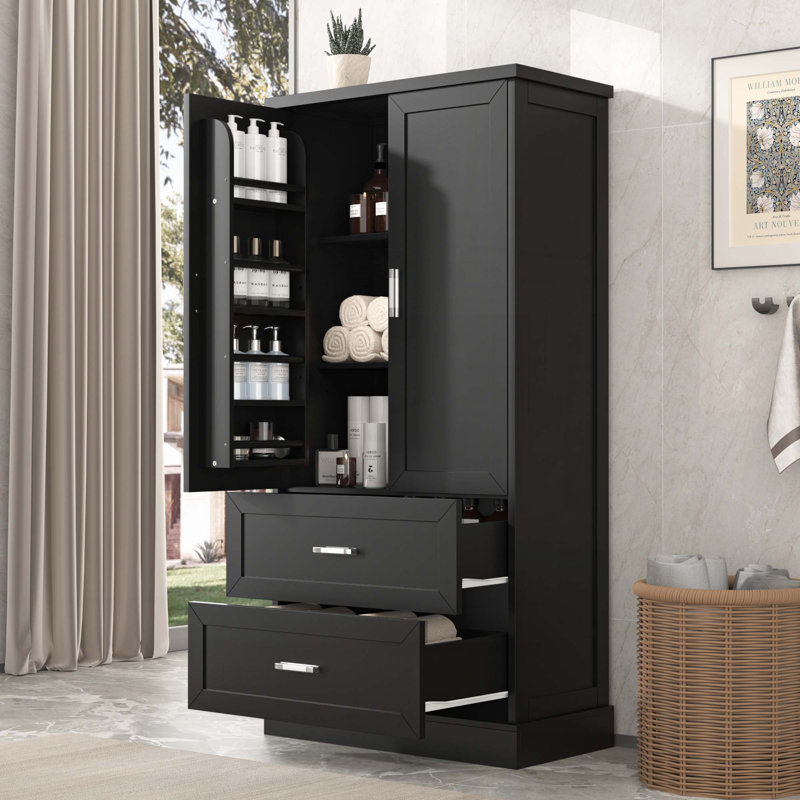 Bathroom Storage Cabinet with Adjustable Shelf, Black
