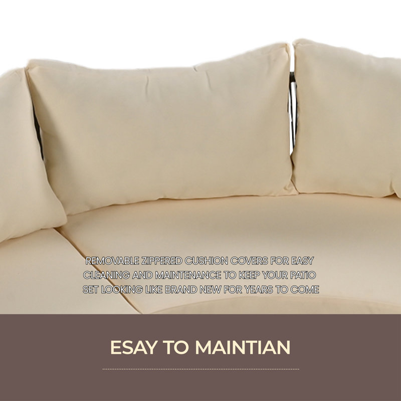 Wystan 53.1 " W Curved Patio Sectional Set with Cushions, Beige