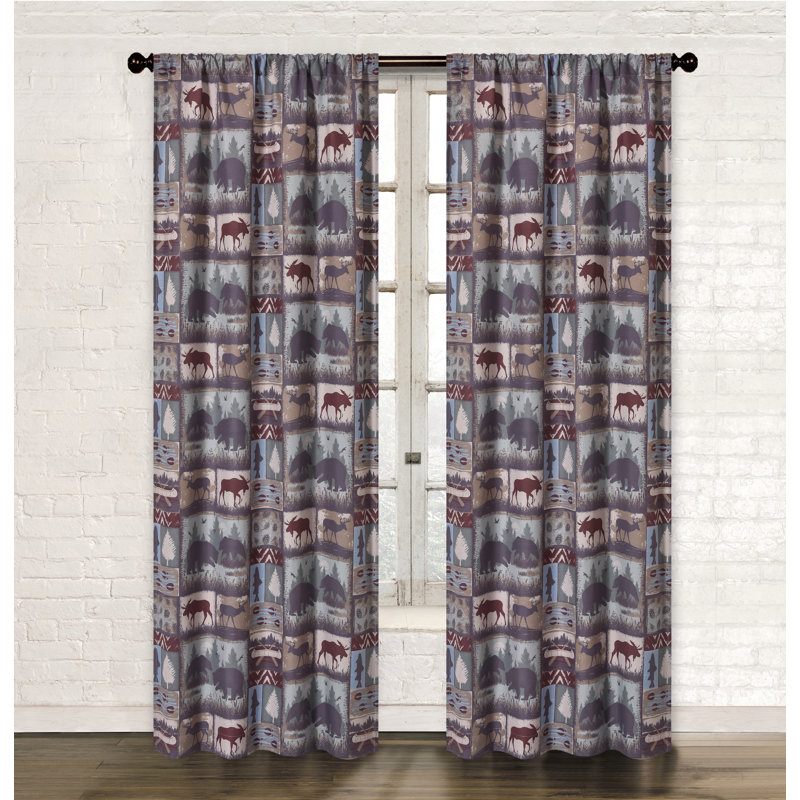 Chairmont Its a Wildlife Patchwork Animal Nature 84" Curtain Panel Drapes with Rod Pocket & 2 Tiebacks