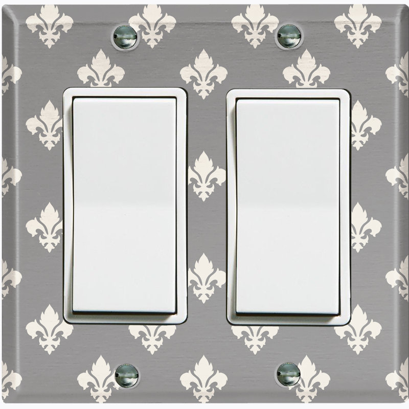 Fleur De Lis Gray Patterned 2 - Gang Rocker Standard Wall Plate