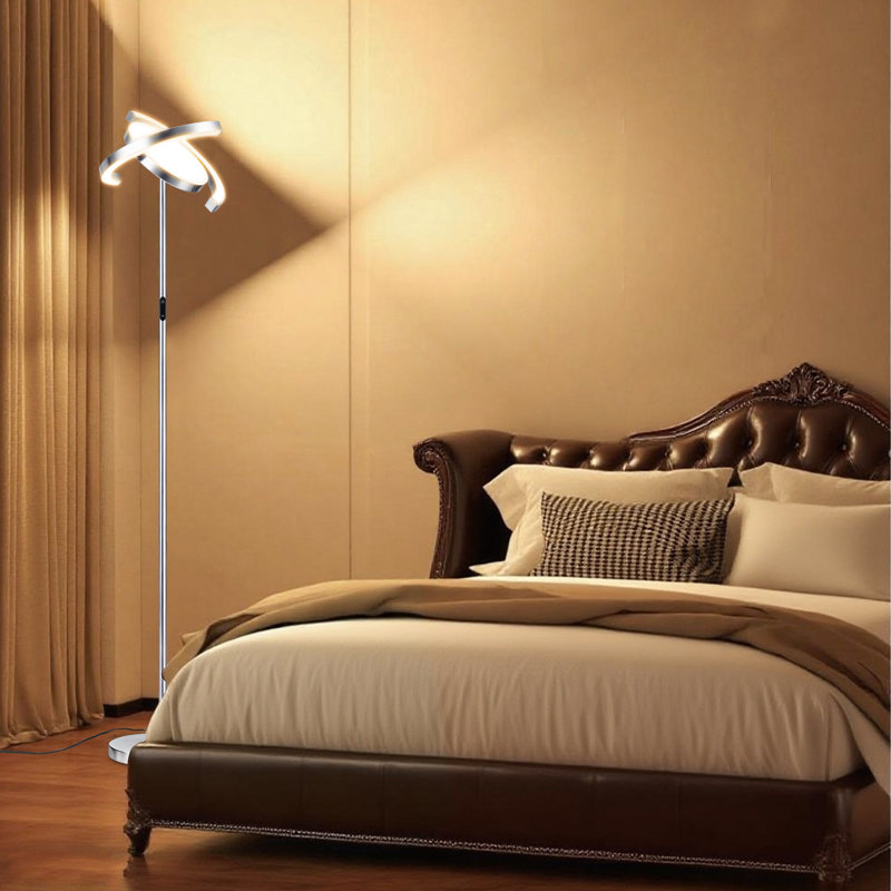 Lifelight Hoxsie 73.2" Saturn Ring Modernfloor Lamp, 36W 2800Lm Modern Bright Sky Led Standing Lamp, Rotatable Design For Multi-Angle Lighting, 3 Color And Dimmable, Remote/Touch Control For Living Room Bedroom Office, Silvery,Sweet Home