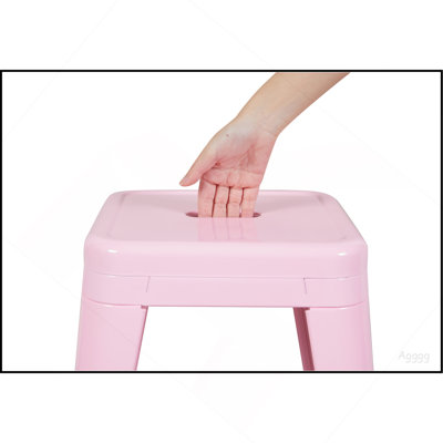 Ensemble de 4 tabourets de bar de 24 po à hauteur de comptoir, tabourets de bar en métal sans dossier, non empilables, amovibles et faciles à assembler, pour un îlot de cuisine / bar / café / salle à manger (rose)