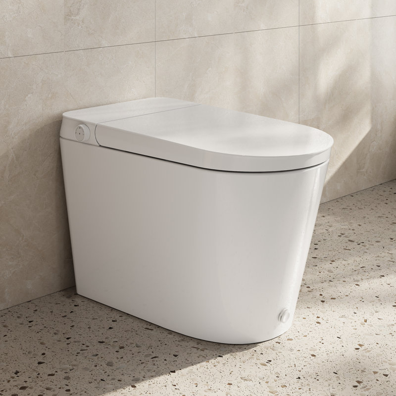 Toilette intelligente 1 pièce à chasse d'eau simple 1,0 GPF en blanc avec chasse d'eau, siège inclus
