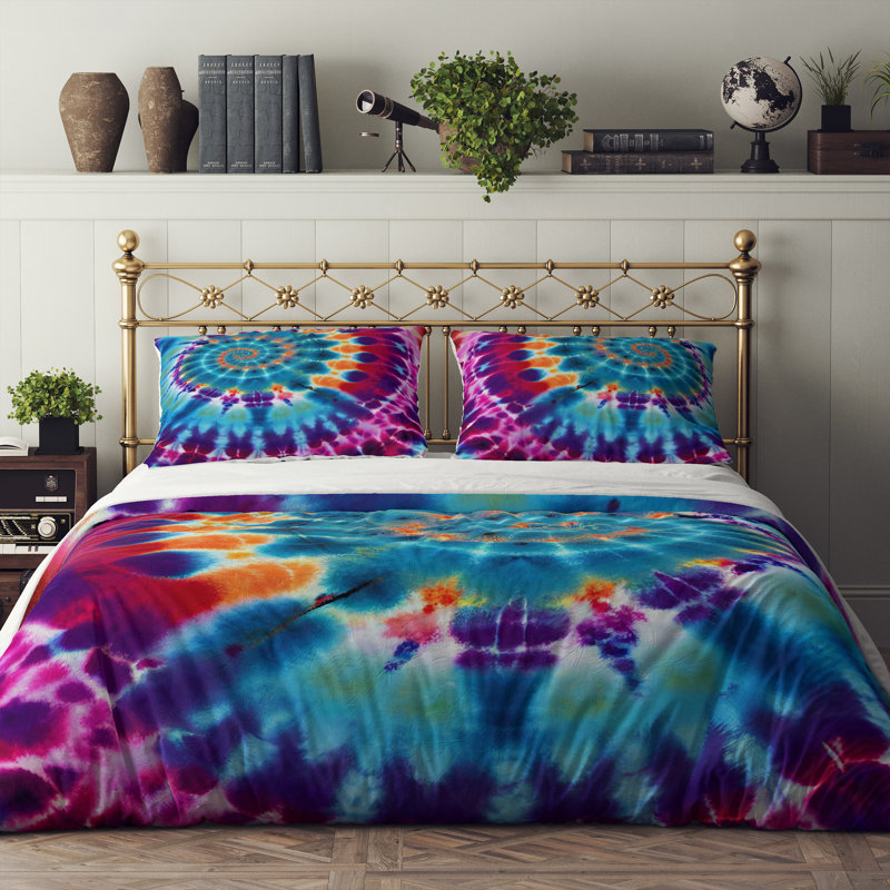Tie Dye Duvet Cover, Queen Duvet Cover + 2 Queen Shams