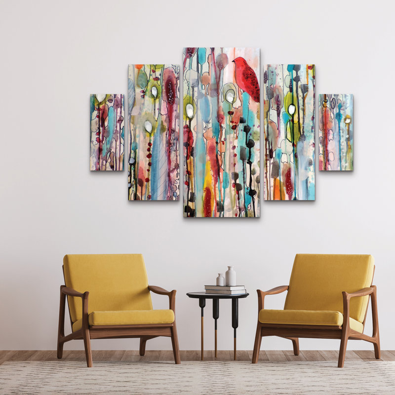 Ensemble de 5 panneaux d'art mural - "La vie comme un passage" par Sylvie Demers 