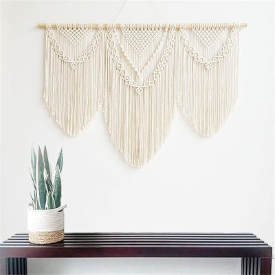 Large Macrame Wall Hanging (Beige-Triangle)