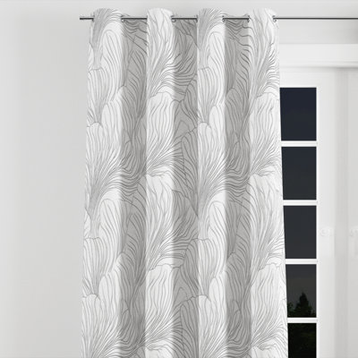 Abstract Blackout Curtains - Beach Minimalist Coastal Line Grommet Curtain - 1 Panel