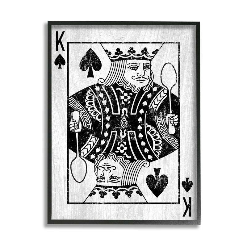 «King Spade Card Deck», symbole de la giclée par Lil 'Rue, H 14 po x l 11 po x P 1,5 po, Giclée encadrée noir minuit