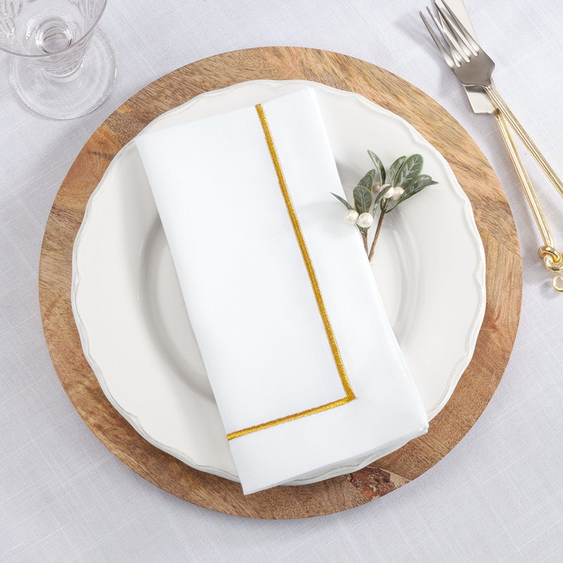 Odelle Polyester No Pattern Square Napkin, Gold
