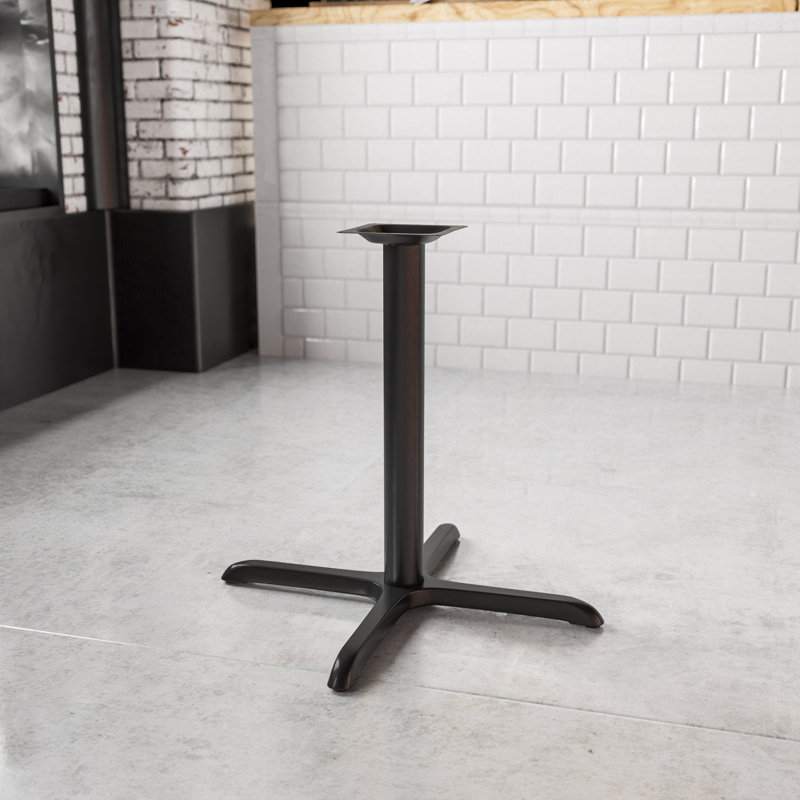 Table de restaurant Beverly avec base en X et colonne de 3 po de hauteur, 30 po x 30 po, Noir
