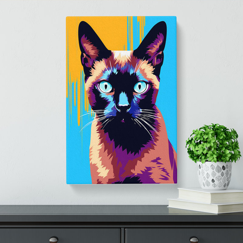 Siamese Cat Pop - Wrapped Canvas Print, 50cm H x 35cm W x 3cm D