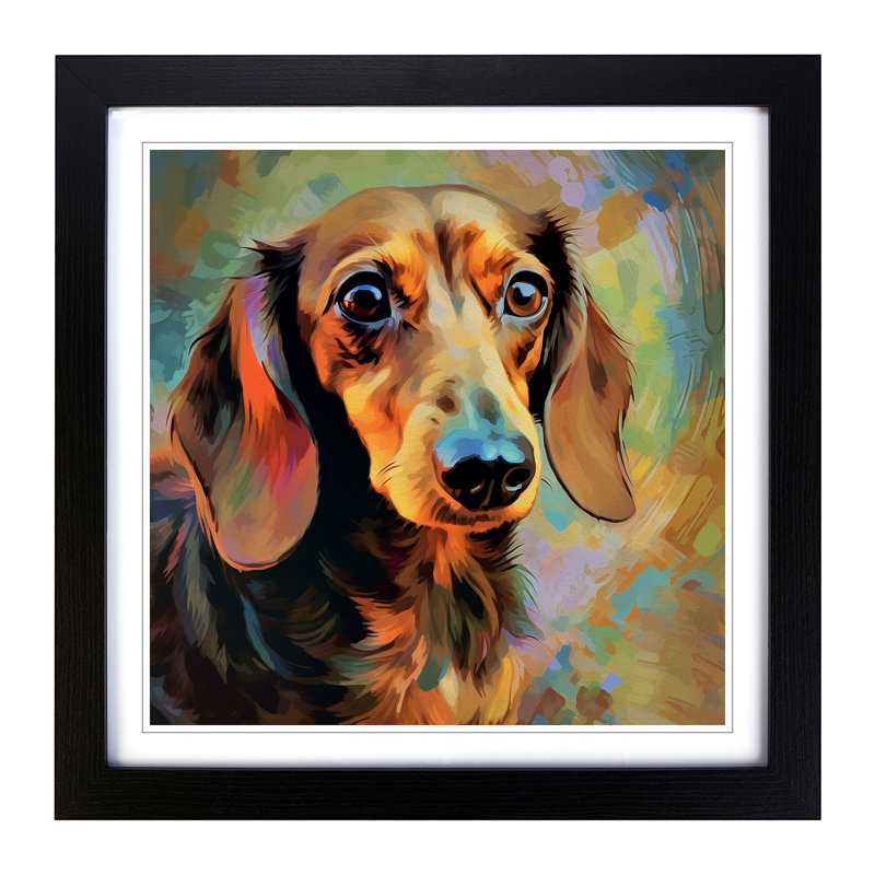 Dachsund Expressionism - Framed Print, Black
