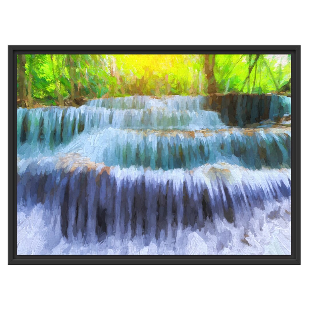 Gerahmtes Wandbild WasserfallRegenwald