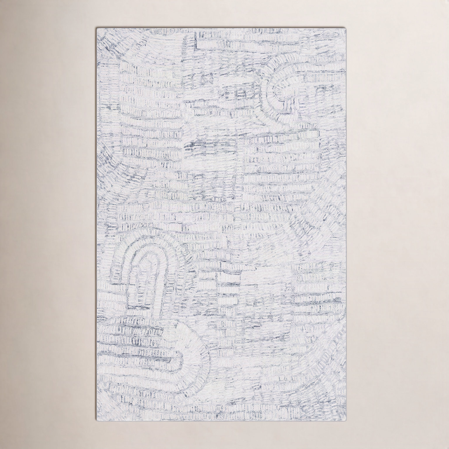 Audrina Gray Ivory Hand-Tufted Abstract Rug, Rectangle 6' x 9'