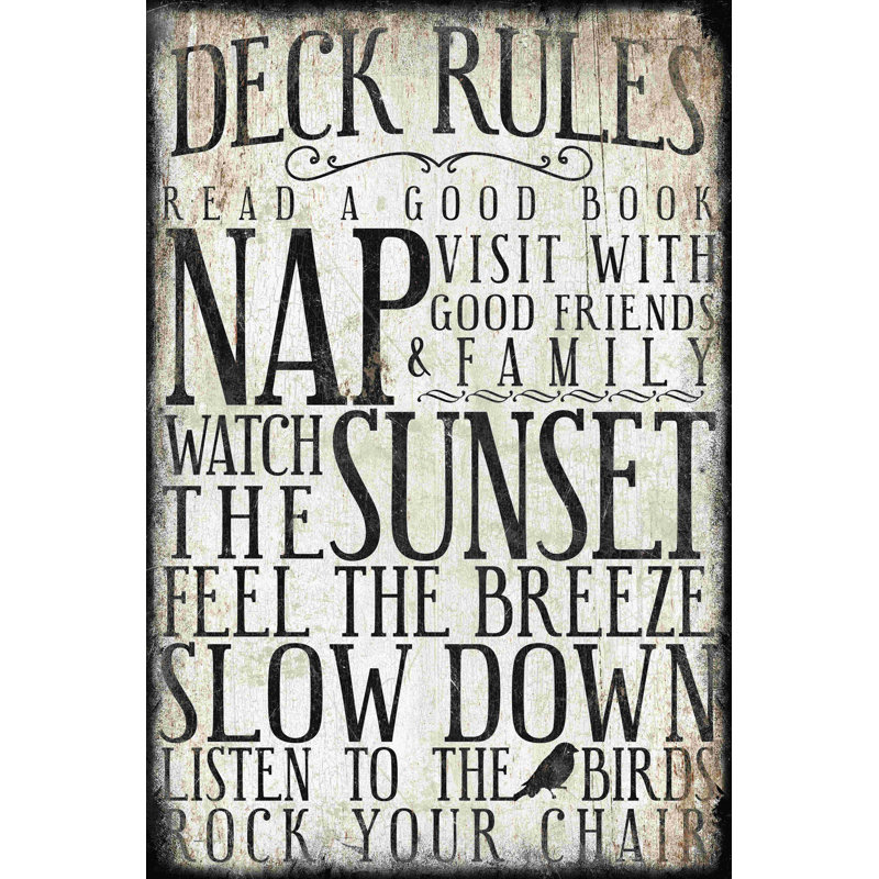 Deck Rules Idem - Art textuel sur toile tendue, H 12 po x l 8 po