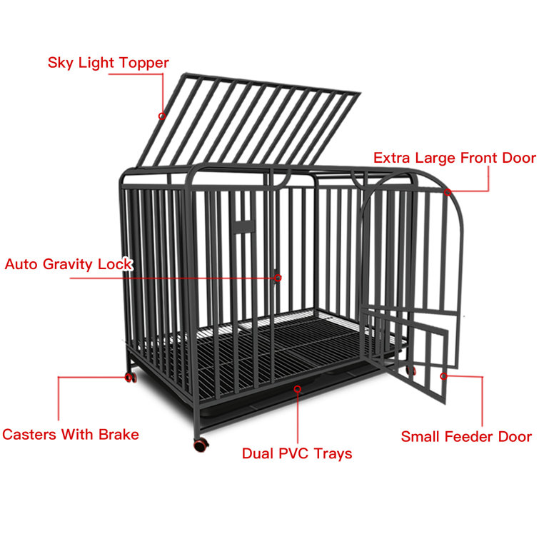 Buik badminton straffen Tucker Murphy Pet™ Premium 43" Square Tube Dual Tray Dog Crate With Casters  & Reviews | Wayfair