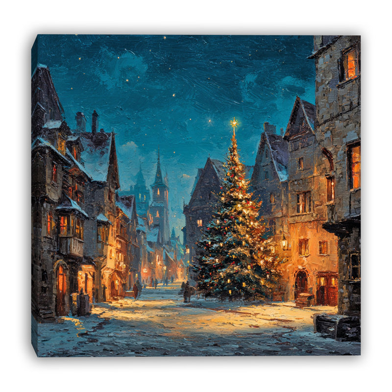 «Old Town Christmas Tree», art mural sur toile tendue, 12 po x 12 po