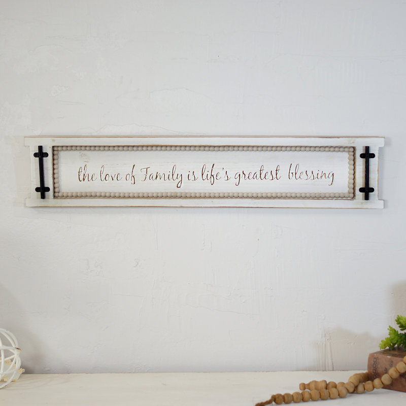 VIP Wood 28 in. Destressed White Family Love Sign 
