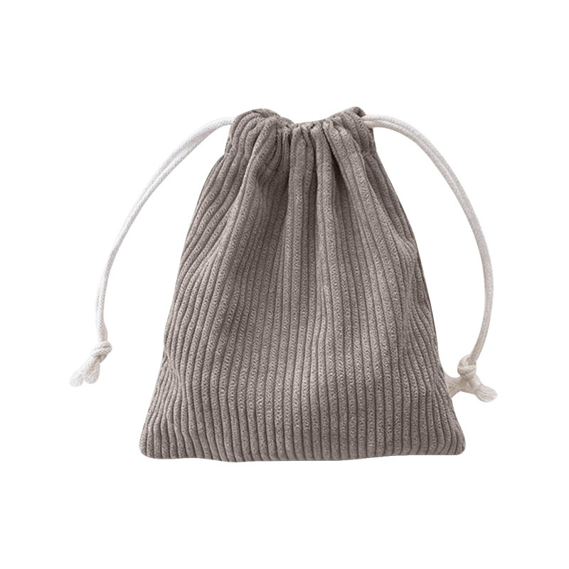 Sac à dos en velours côtelé avec sac à cordon, Gris