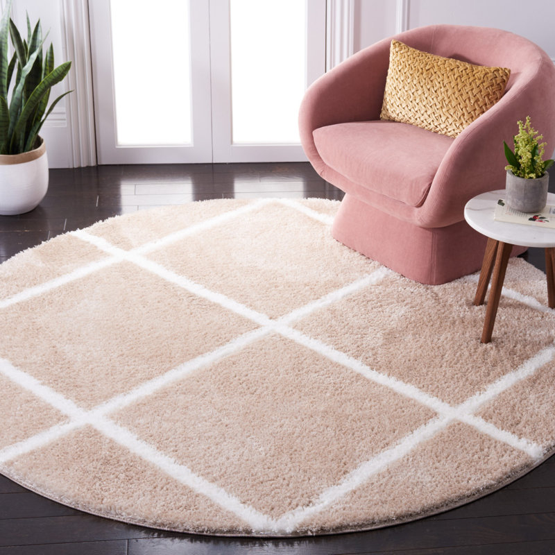 Tahoe Shag Performance Geometric Rug, Round 6'7"