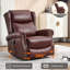 Fauteuil inclinable manuel à massage thermique avec chaise berçante et pivotante en cuir véritable pour le salon