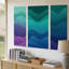Reproduction d'art abstrait numérique sur toile avec une série de rayures murales ondulées dans des nuances variées de sarcelle turquoise-1556693060