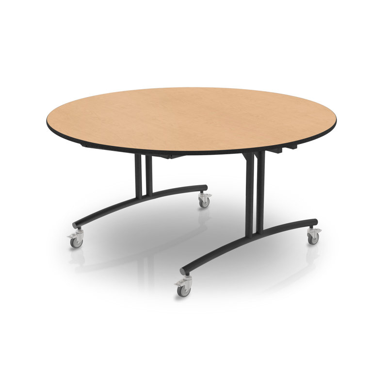 PHlip Palmer Hamilton 60'' Round Cafeteria Table with Metal Frame, Fusion Maple, Black