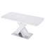 Table de salle à manger carrée blanche, extensible, avec base en acier, h 29,35 po, Perspectives modernes faciles à nettoyer, plateau extensible 220 lb