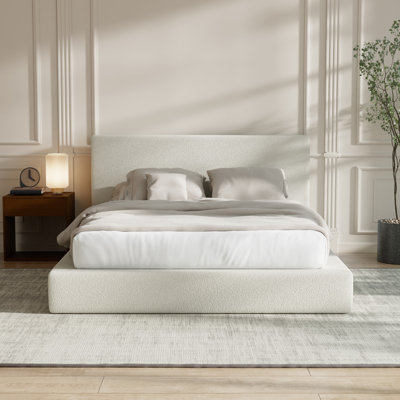 AirFrame Bed Frame with Headboard, Cloud Upholstered Platform Bed Frame, 5 Inch Foam Cushioned, No Box Spring, Easy Assembly(Cream Boucle)