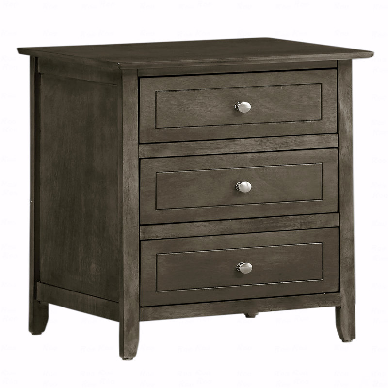 Versatile Transitional Nightstand With Three Drawers, Gray