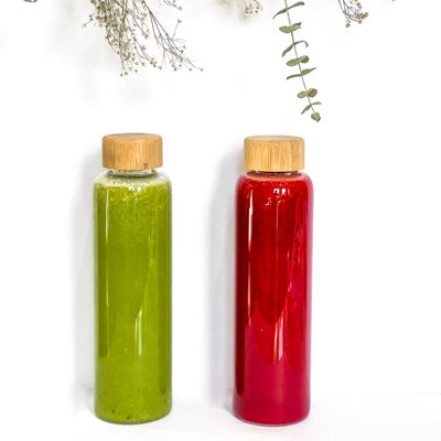Bouteille en verre avec couvercle en bambou - 17 oz