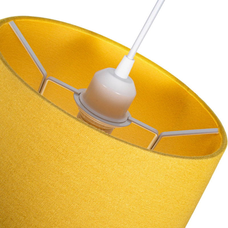 Traditional Linen Fabric Drum Shade for Pendant & Lampshade, Yellow, 22cm H x 35cm W x 35cm D