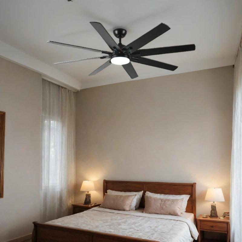 72 inch Large Ceiling Fans with Lights and Remote, Indoor/Outdoor Black Modern Ceiling Fan for Kitchen Living Room Patio, 6 Speed Reversible Quiet DC Motor, Dual Finish 8 Blades