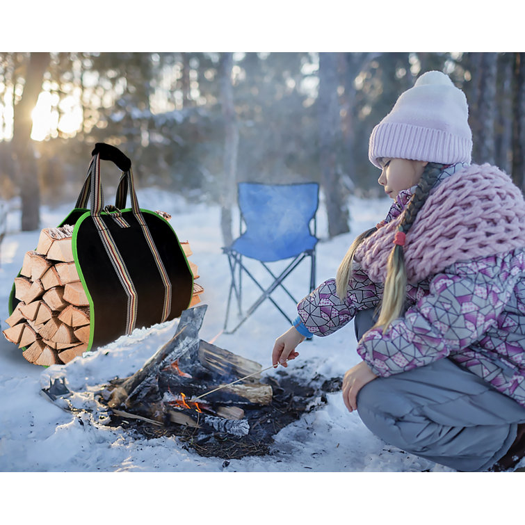 Felt Firewood Basket Fireplace Wood Bag Portable Felt Bag - Temu