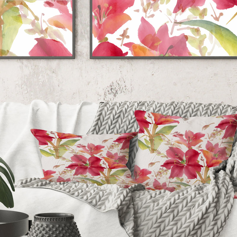 Coussin décoratif à motif sans soudure avec fleurs aquarelles, 16 po x 16 po