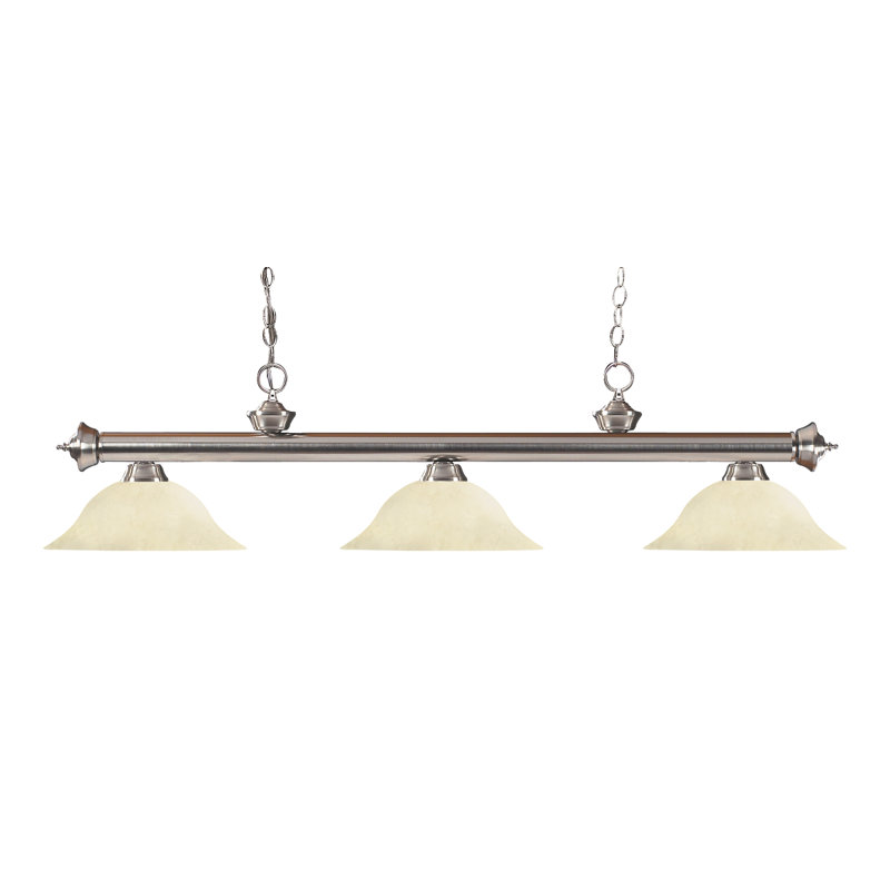 Chevelle 3 - Light Pool Table Lights Pendant, White Mottle, Bronze, 15" H x 59" W x 16" D