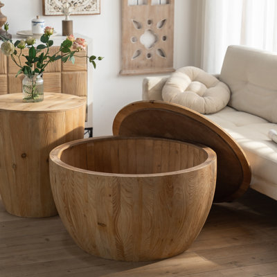 31.50" Vintage Bucket-Shaped Coffee Table for Office, Dining Room & Living Room